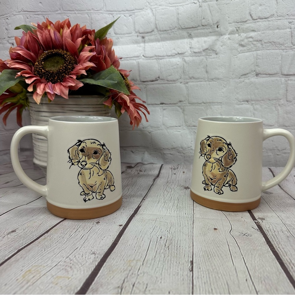 NWT spectrum designz watercolor Dachshund Mug set 18oz handpainted